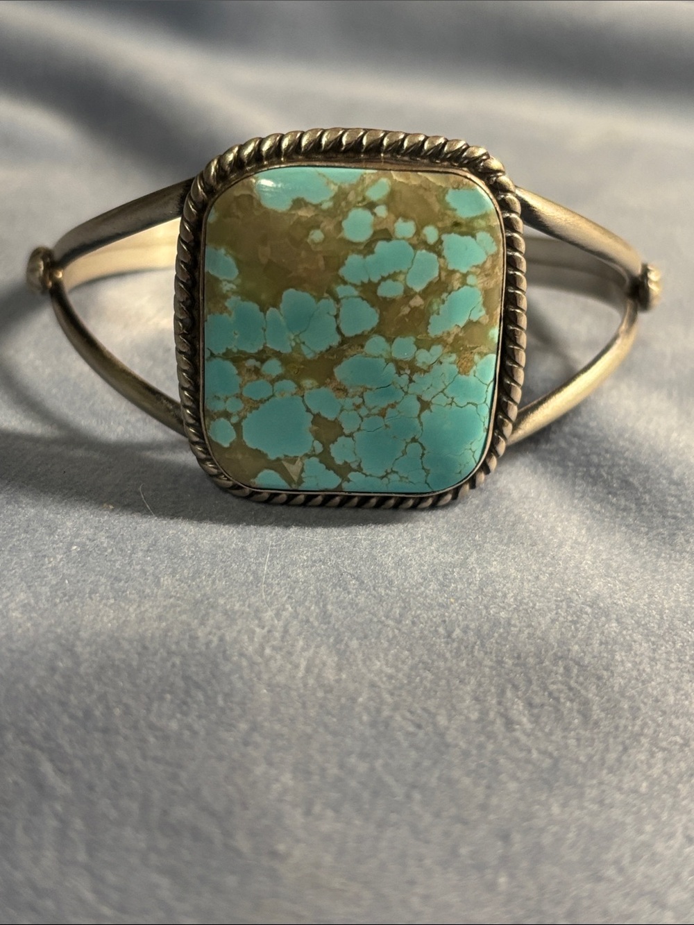 5.5" - 7" Square Royston Turquoise Bracelet by Navajo artist Alfred Martinez